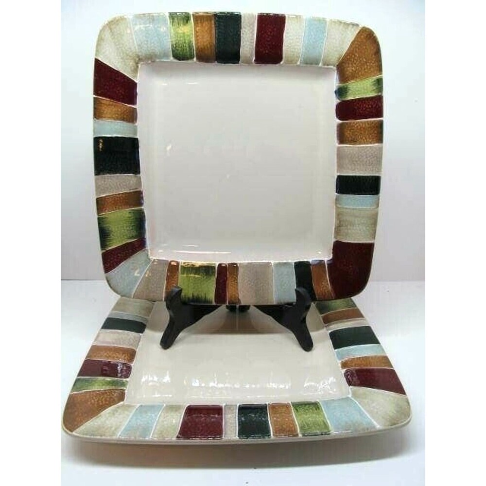 Tabletops Lifestyles Jentry  11" Square Dinner Plates set of 2